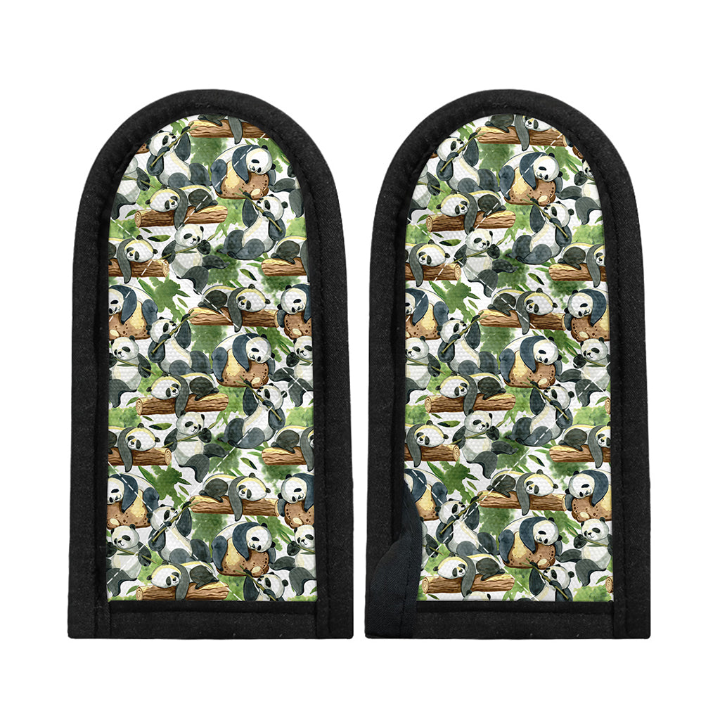 Watercolor Panda Bear Pattern Print Skillet Handle Cover