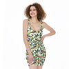 Watercolor Panda Bear Pattern Print Sleeveless Bodycon Dress