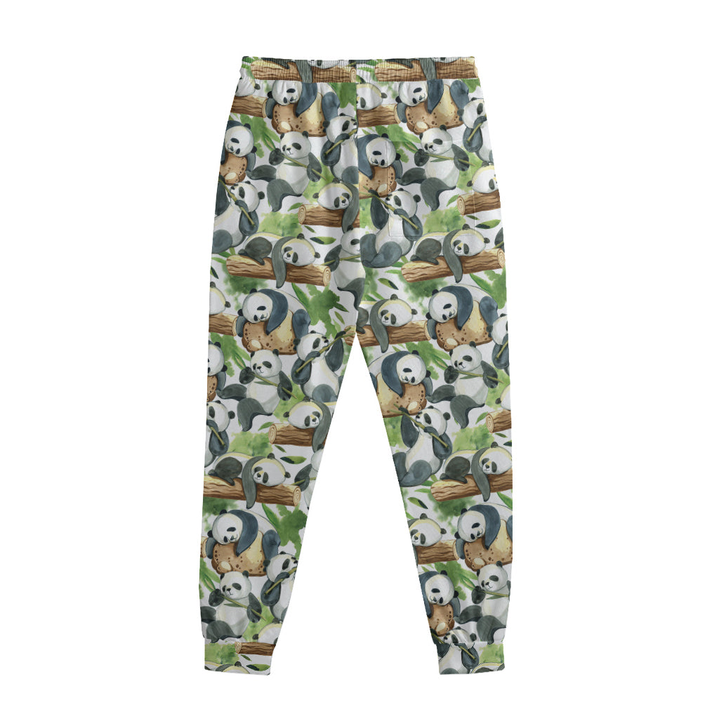 Watercolor Panda Bear Pattern Print Sweatpants