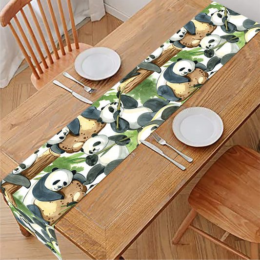 Watercolor Panda Bear Pattern Print Table Runner