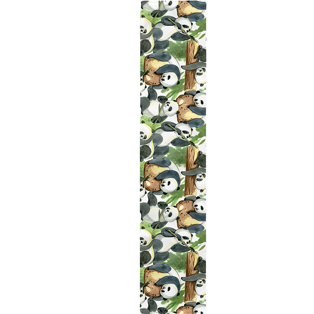Watercolor Panda Bear Pattern Print Table Runner
