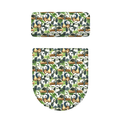 Watercolor Panda Bear Pattern Print Toilet Lid And Tank Cover Set