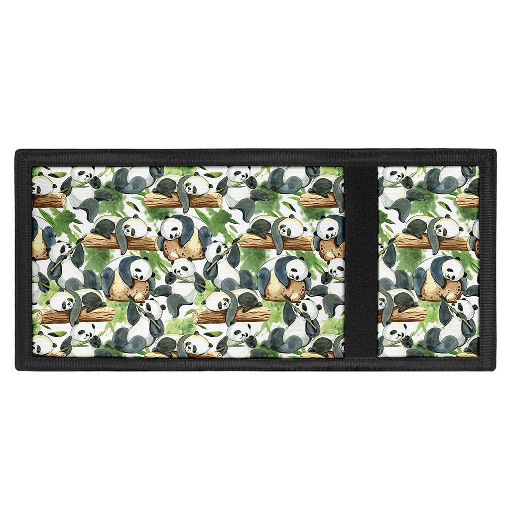 Watercolor Panda Bear Pattern Print Trifold Wallet