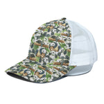Watercolor Panda Bear Pattern Print White Mesh Trucker Cap