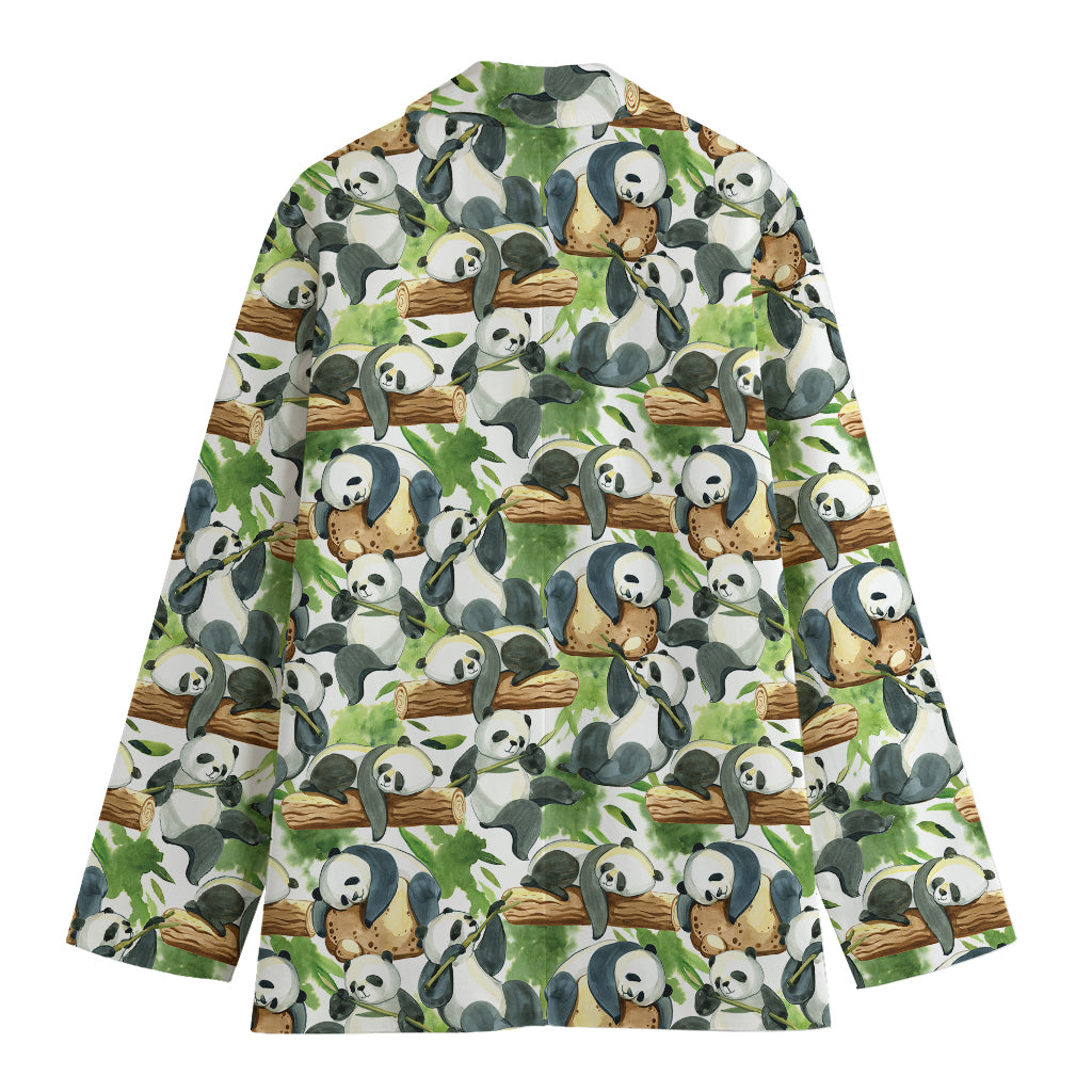 Watercolor Panda Bear Pattern Print Women's Blazer