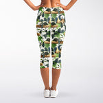 Watercolor Panda Bear Pattern Print Women's Capri Leggings