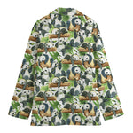 Watercolor Panda Bear Pattern Print Women's Cotton Blazer