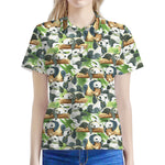 Watercolor Panda Bear Pattern Print Women's Polo Shirt