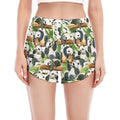 Watercolor Panda Bear Pattern Print Women's Split Running Shorts