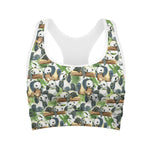 Watercolor Panda Bear Pattern Print Women's Sports Bra