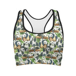 Watercolor Panda Bear Pattern Print Women's Sports Bra