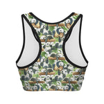 Watercolor Panda Bear Pattern Print Women's Sports Bra