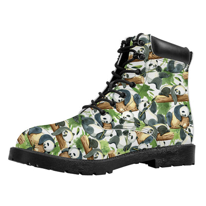 Watercolor Panda Bear Pattern Print Work Boots