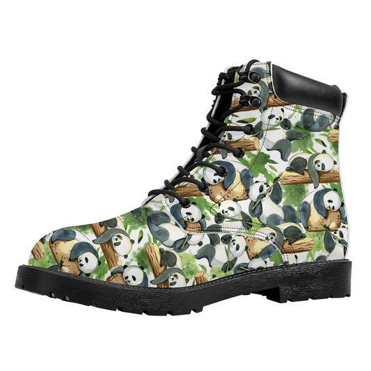 Watercolor Panda Bear Pattern Print Work Boots
