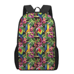 Watercolor Parrot Pattern Print 17 Inch Backpack
