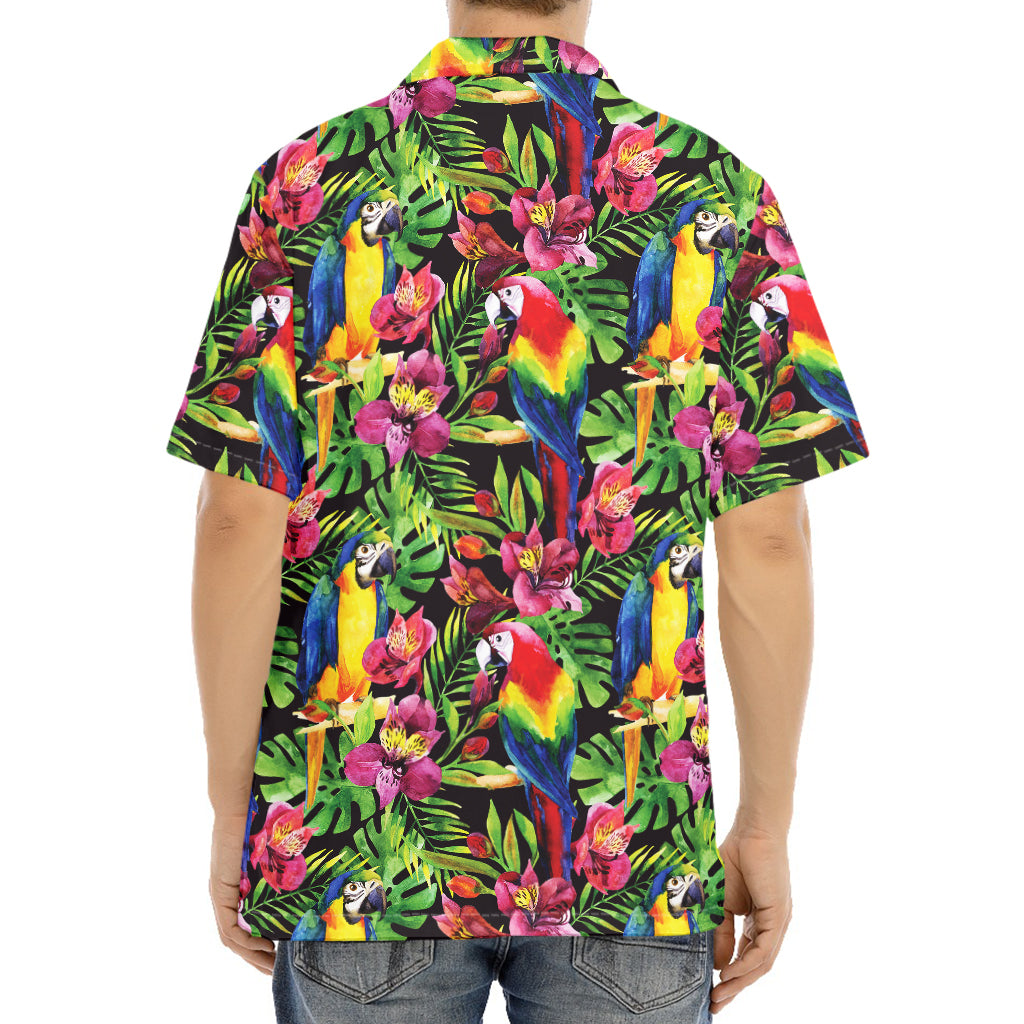 Watercolor Parrot Pattern Print Aloha Shirt
