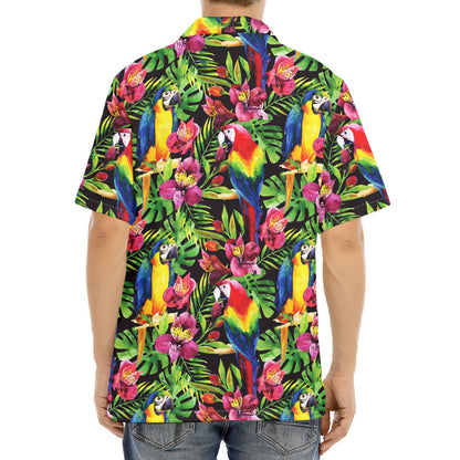Watercolor Parrot Pattern Print Aloha Shirt