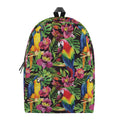 Watercolor Parrot Pattern Print School Backpack
