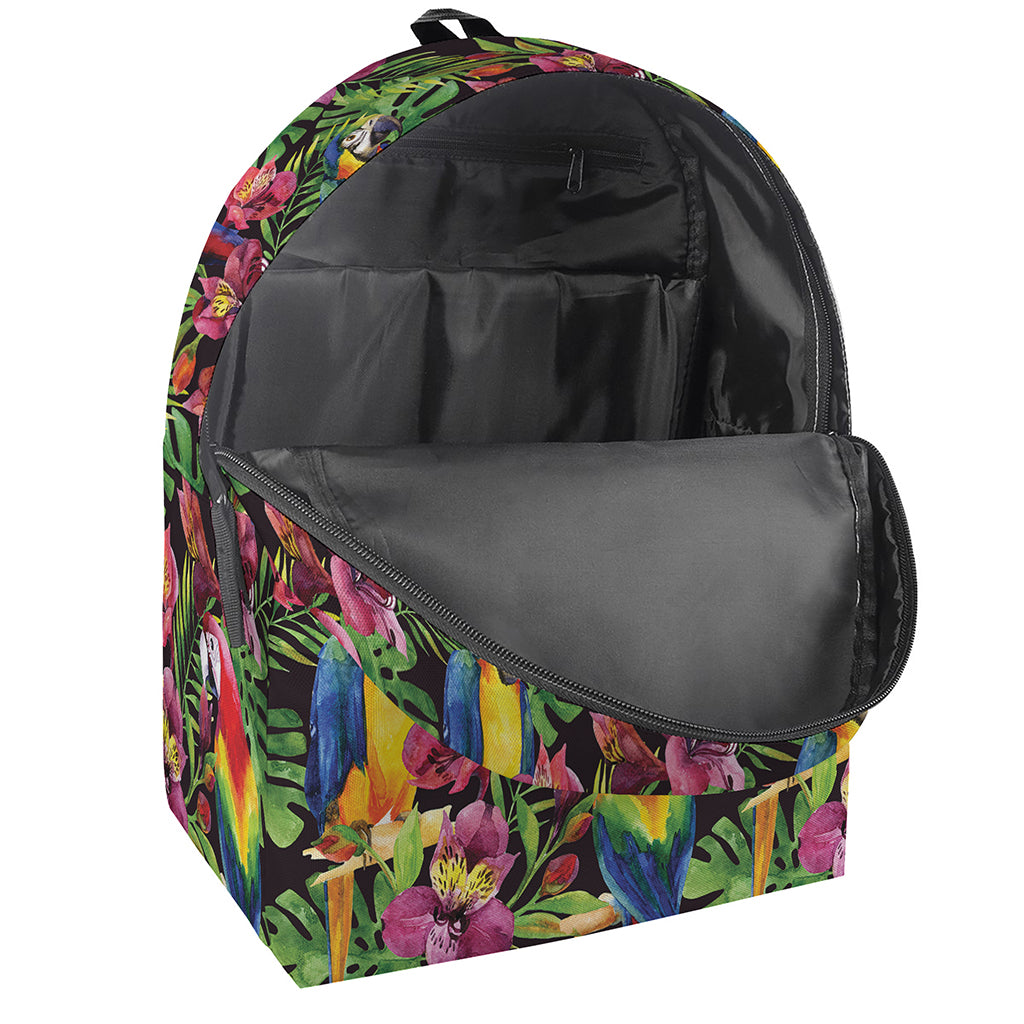 Watercolor Parrot Pattern Print Backpack