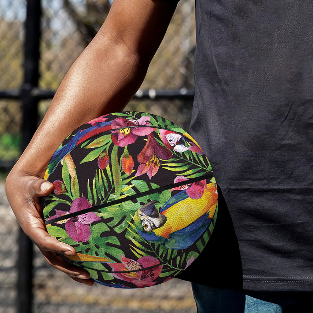 Watercolor Parrot Pattern Print Basketball