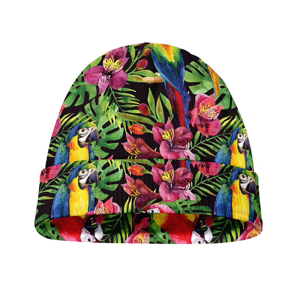 Watercolor Parrot Pattern Print Beanie