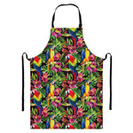 Watercolor Parrot Pattern Print Bib Apron With Pocket