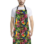 Watercolor Parrot Pattern Print Bib Apron With Pocket