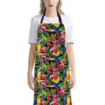 Watercolor Parrot Pattern Print Bib Apron With Pocket