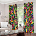 Watercolor Parrot Pattern Print Dimout Grommet Curtains