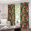 Watercolor Parrot Pattern Print Blackout Grommet Curtains