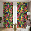 Watercolor Parrot Pattern Print Blackout Pencil Pleat Curtains