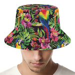 Watercolor Parrot Pattern Print Bucket Hat