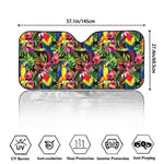 Watercolor Parrot Pattern Print Car Windshield Sun Shade