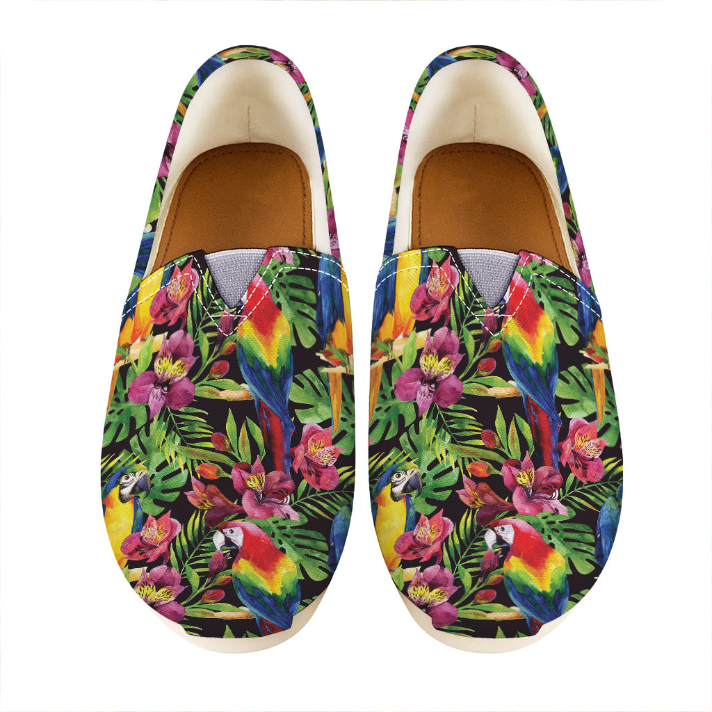 Watercolor Parrot Pattern Print Casual Shoes