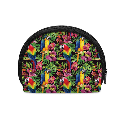 Watercolor Parrot Pattern Print Coin Purse