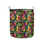Watercolor Parrot Pattern Print Collapsible Laundry Basket
