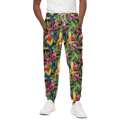 Watercolor Parrot Pattern Print Cotton Pants