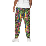 Watercolor Parrot Pattern Print Cotton Pants