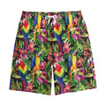 Watercolor Parrot Pattern Print Cotton Shorts
