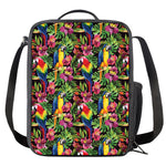 Watercolor Parrot Pattern Print Crossbody Lunch Bag