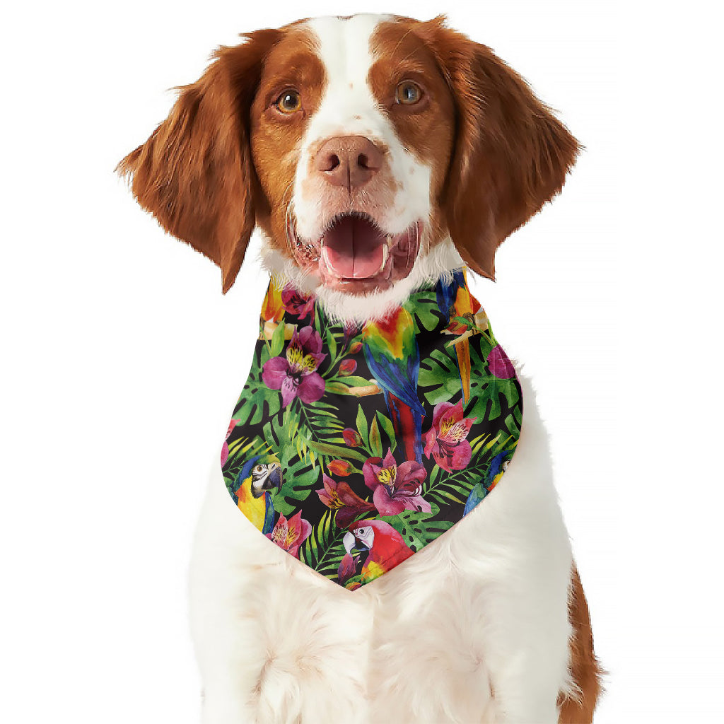 Watercolor Parrot Pattern Print Dog Bandana