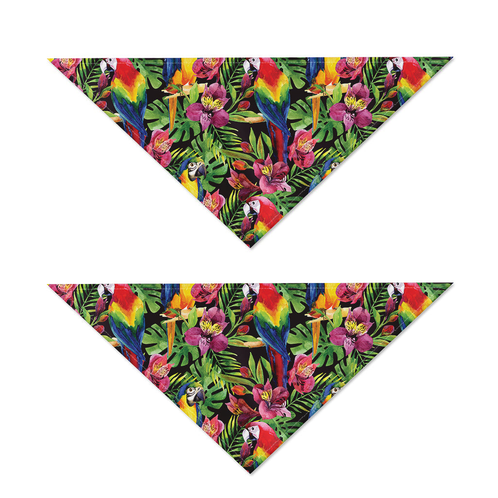 Watercolor Parrot Pattern Print Dog Bandana