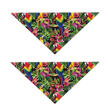 Watercolor Parrot Pattern Print Dog Bandana
