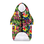 Watercolor Parrot Pattern Print Dog Zip Up Hoodie