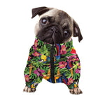Watercolor Parrot Pattern Print Dog Zip Up Jacket