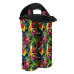 Watercolor Parrot Pattern Print Double Neoprene Wine Tote