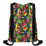 Watercolor Parrot Pattern Print Drawstring Backpack