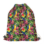 Watercolor Parrot Pattern Print Drawstring Bag
