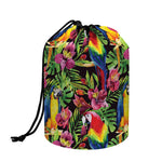 Watercolor Parrot Pattern Print Drawstring Makeup Bag