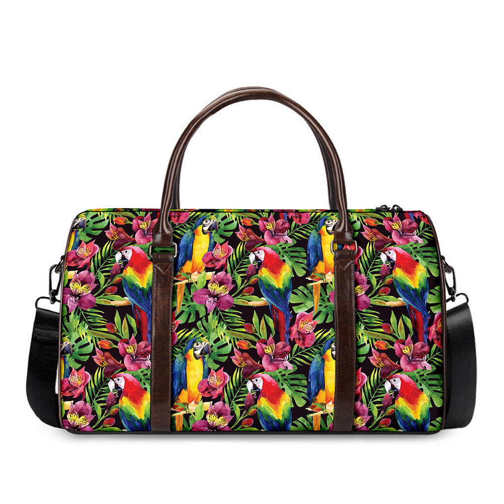 Watercolor Parrot Pattern Print Duffle Bag